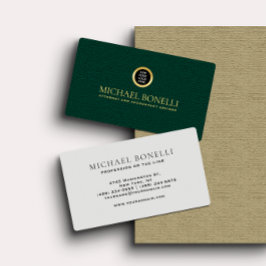 Emerald grönt Leather Professionell Round Guld Log Visitkort