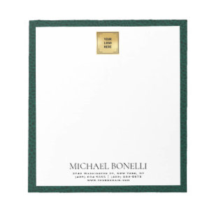 Emerald Grönt Leather Square Logotyp professionell Anteckningsblock
