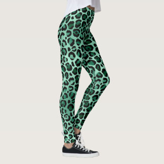 Emerald Grönt Leopard Leggings