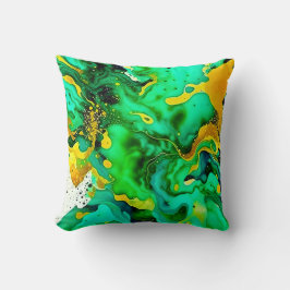 Emerald Grönt Liquid Art Dekorativ kudde