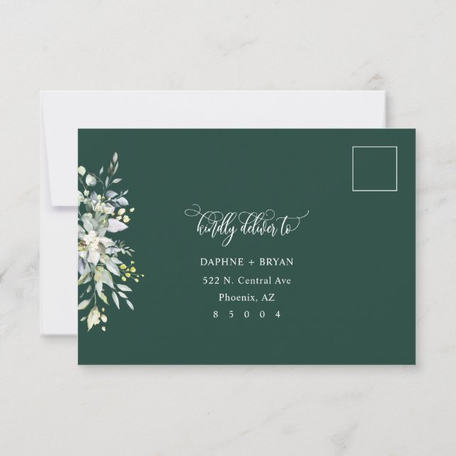 Emerald Grönt Löv Response Card 3 - måltid OSA Kort (Baksida)