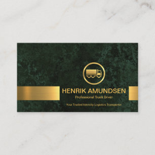 Emerald Grönt Marble Grunge Guld Rand Trucker Visitkort