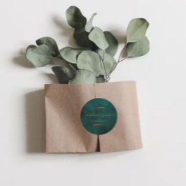 Emerald Grönt Marble & Guld Eucalyptus Bröllop Runt Klistermärke