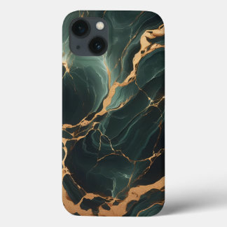 Emerald Grönt Marble iPhone 13 Fodral