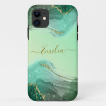 Emerald grönt marble iphone case