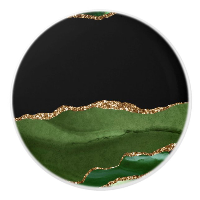 Emerald Grönt Marcular Agate Contemporary Stone Knopp (Framsidan)