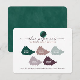 Emerald Grönt & Mauve Bröllop Färg Palette Card