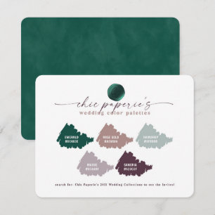 Emerald Grönt & Mauve Bröllop Färg Palette Card