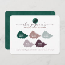Emerald Grönt & Mauve Bröllop Färg Palette Card