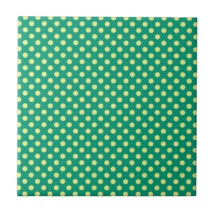 Emerald Grönt med Gult Polka dots av STaylor Kakelplatta