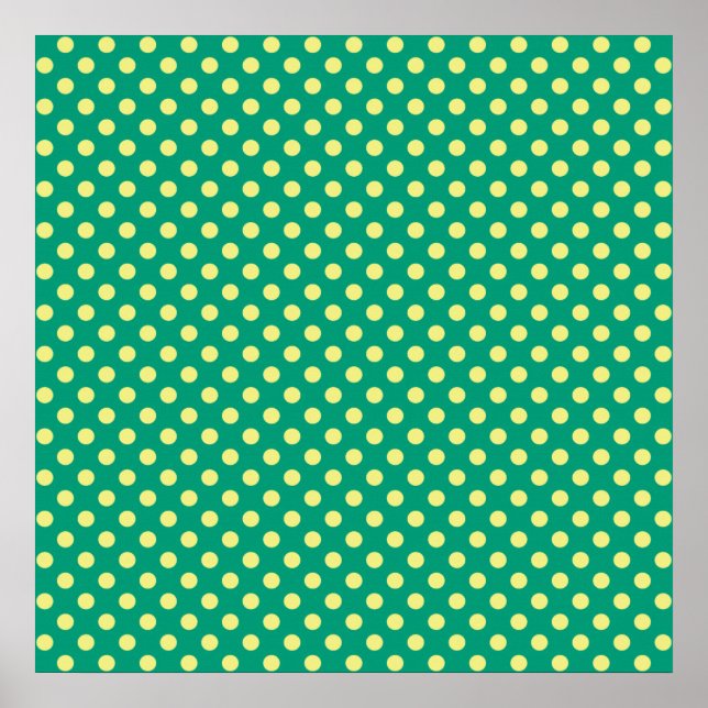 Emerald Grönt med Gult Polka dots av STaylor Poster (Framsidan)