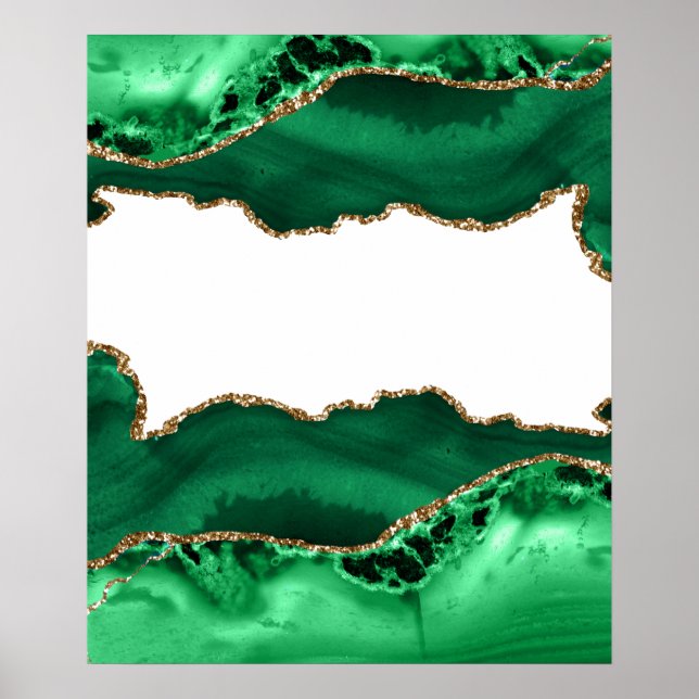 Emerald Grönt med Metallic Guld Agate Poster (Framsidan)