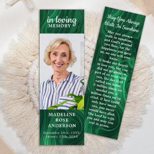 Emerald Grönt Memorial Funeral Dikt Bookmark Litet Visitkort