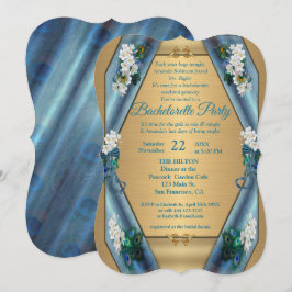 Emerald Grönt Metallic Silke & Guld Bachelorette Inbjudningar
