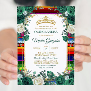 Emerald Grönt Mexican Charra Mis Quince-inbjudan Inbjudningar
