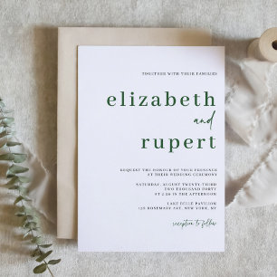 Emerald Grönt Minimalist Serif Typography Bröllop Inbjudningar