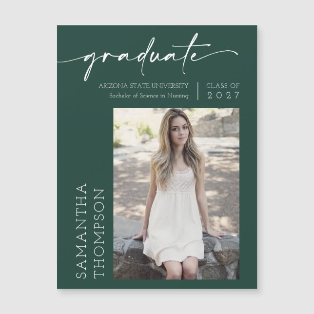 Emerald Grönt - minimalt skript Photo Student Magn (Framsida)