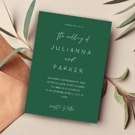 Emerald Grönt MOD Calligraphy bröllopsinbjudan Inbjudningar