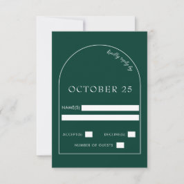 Emerald Grönt Modern Arch Bröllop OSA Kort