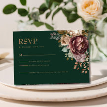 Emerald grönt Modern Blommigt Bröllop OSA Card