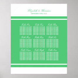 Emerald Grönt Modern Bröllop-sittdiagram Poster