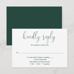 Emerald Grönt Modern Chic Elegant Script Bröllop OSA Kort