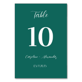 Emerald Grönt Modern Elegant Unik Bröllop Bord Bordsnummer