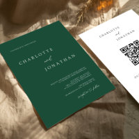 Emerald Grönt Modern Minimal QR-kod Bröllop