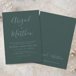 Emerald Grönt Modern Minimalist Boho Bröllop Inbjudningar
