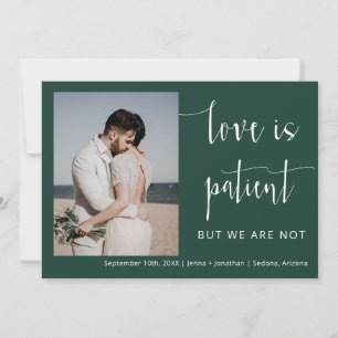 Emerald Grönt Modern Minimalist Photo Elopement Inbjudningar
