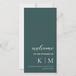 Emerald Grönt-Modern-Monogram-Bröllopsprogram-