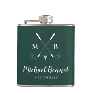 Emerald Grönt Modern Monogram Golf Bröllop Fickplunta