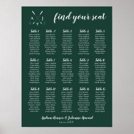 Emerald Grönt Modern Monogram Golf Bröllop Poster