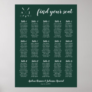 Emerald Grönt Modern Monogram Golf Bröllop Poster