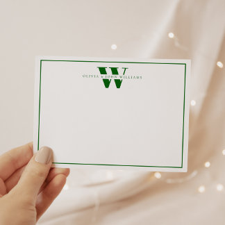 Emerald Grönt Modern Monogram par Stationery Anteckningskort