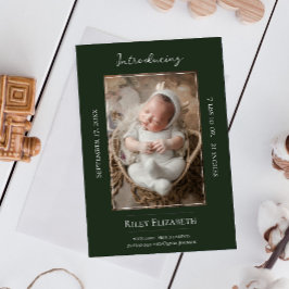 Emerald Grönt Modern Photo Birth Notice Meddelande