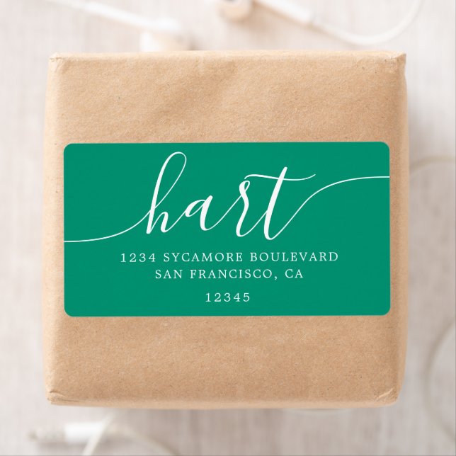Emerald Grönt Modern Script Family Returadress Fraktsedel (Insitu)