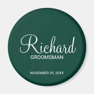 Emerald Grönt Modern Script Personlig Groomsman Magnet