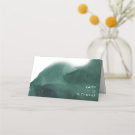 Emerald Grönt Modern Watercolor Bröllop Placeringskort