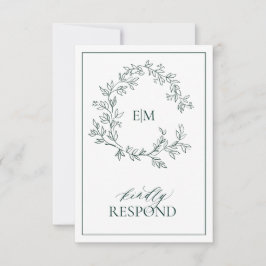 Emerald Grönt Monogram-Bröllop OSA Kort