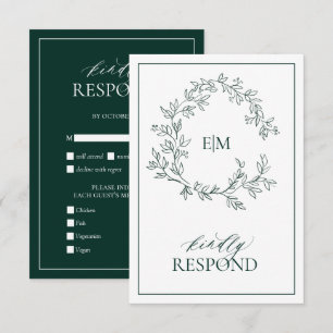 Emerald Grönt Monogram-Bröllop OSA Kort