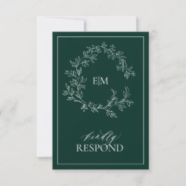 Emerald Grönt Monogram-Bröllop OSA Kort