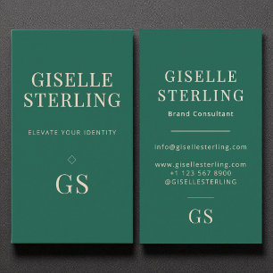 Emerald Grönt Monogram Modern Elegant Minimalist Visitkort