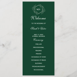 Emerald Grönt Monogram-programkort för dubbla Program