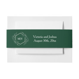 Emerald Grönt Monogram Vapensköld Band För Inbjudningskort
