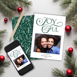 Emerald Grönt Mönster Glatta julfoto Julkort