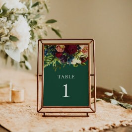 Emerald Grönt Moody Blommigt Burgundy Bröllop Bordsnummer