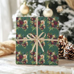 Emerald grönt Moody Blommigt Burgundy Bröllop Presentpapper<br><div class="desc">#zazzlemade</div>