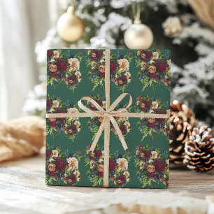Emerald grönt Moody Blommigt Burgundy Bröllop Presentpapper