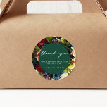 Emerald Grönt Moody Blommigt Burgundy Bröllop Runt Klistermärke<br><div class="desc">#zazzlemade</div>